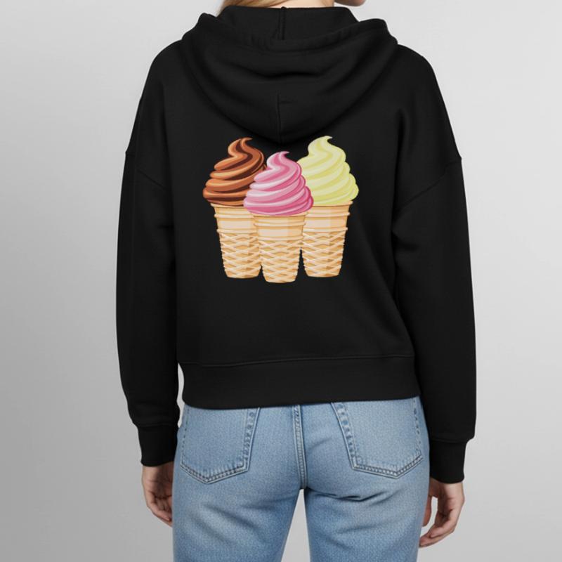 Softeis Vanille Schokolade Erdbeere Stanley/Stella Boxy Frauen Bio Zip Hoodie Ida