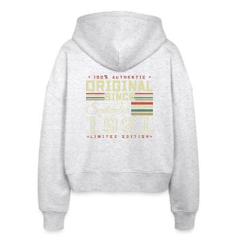 September 1981 Limitierte Auflage zum 44. Jubiläum des Septembers - Stanley/Stella Boxy Frauen Bio Zip Hoodie Ida - Weiß meliert - Hinten - AI Model Female 172 dark (172cm)