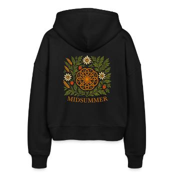 Mittsommer Sommer Mandala - Erdbeeren & Blumen - Stanley/Stella Boxy Frauen Bio Zip Hoodie Ida - Schwarz - Hinten - AI Model Female 172 light (172cm)