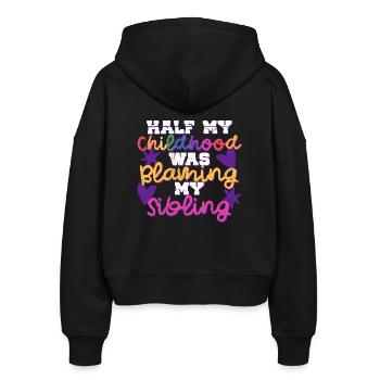 Sibling Brother Sister Blaming My Sibling - Stanley/Stella Boxy Women’s Organic Zip Hoodie Ida - black - Back - AI Model Female 172 light (172cm)