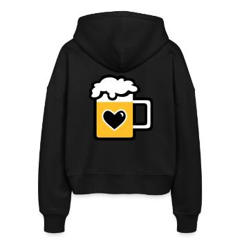 Mass Bier - Stanley/Stella Boxy Frauen Bio Zip Hoodie Ida - Schwarz - Hinten - AI Model Female 172 light (172cm)