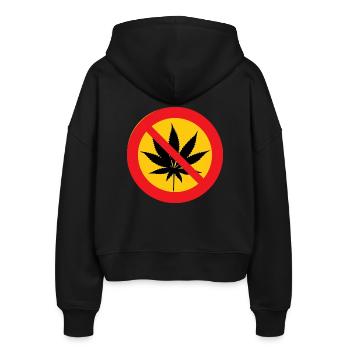 Cannabis Marihuana Weed Verboten Contra NEIN - Stanley/Stella Boxy Frauen Bio Zip Hoodie Ida - Schwarz - Hinten - AI Model Female 172 light (172cm)