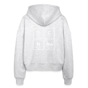 Techno - Party Shirt - funny gift - Stanley/Stella Boxy Women’s Organic Zip Hoodie Ida - heather white - Back - AI Model Female 172 dark (172cm)