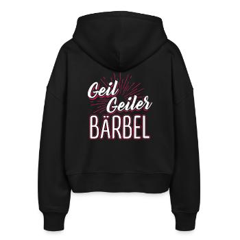 BÄRBEL - geiler - Stanley/Stella Boxy Frauen Bio Zip Hoodie Ida - Schwarz - Hinten - AI Model Female 172 light (172cm)