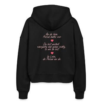 Positive Massage – An die Person hinter mir - Stanley/Stella Boxy Frauen Bio Zip Hoodie Ida - Schwarz - Hinten - AI Model Female 172 light (172cm)