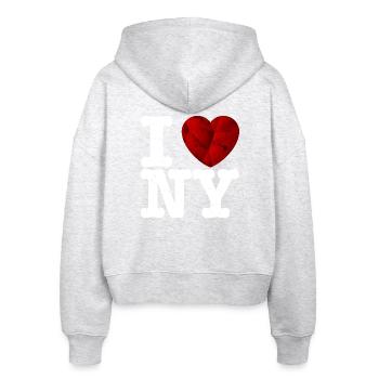 I love New york t shirt - geschenk herz lieben - Stanley/Stella Boxy Frauen Bio Zip Hoodie Ida - Weiß meliert - Hinten - AI Model Female 172 dark (172cm)