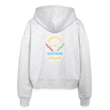 Universe is made of Protons Neutrons Electrons - Stanley/Stella Boxy Frauen Bio Zip Hoodie Ida - Weiß meliert - Hinten - AI Model Female 172 dark (172cm)