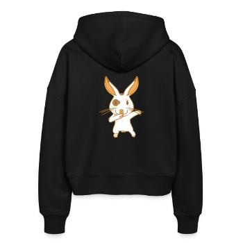 Hase - Karate - Kampfhase - tanzender Hase - Stanley/Stella Boxy Frauen Bio Zip Hoodie Ida - Schwarz - Hinten - AI Model Female 172 light (172cm)
