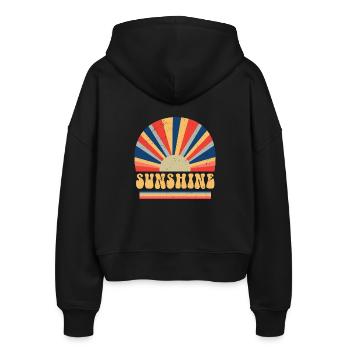 Retro 70er Jahre Stil Hippie Sonnenschein - Stanley/Stella Boxy Frauen Bio Zip Hoodie Ida - Schwarz - Hinten - AI Model Female 172 light (172cm)