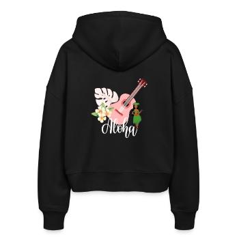 Aloha - Stanley/Stella Boxy Frauen Bio Zip Hoodie Ida - Schwarz - Hinten - AI Model Female 172 light (172cm)
