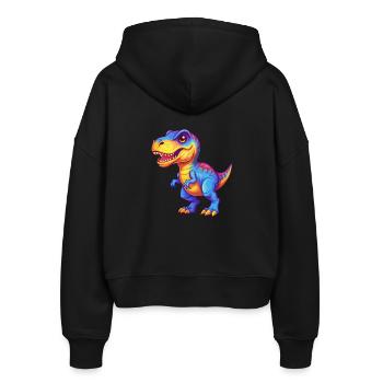 dinosaure coloré kawaii personnage de dessin animé clipart - Veste à capuche bio Ida Stanley/Stella Femme - noir - Dos - AI Model Female 172 light (172cm)