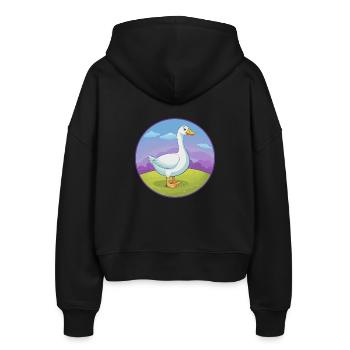 Oie mignon Kawaii dessin animé Clipart Animal de compagnie - Veste à capuche bio Ida Stanley/Stella Femme - noir - Dos - AI Model Female 172 light (172cm)