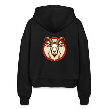 Steinbock Bunte Kawaii Cartoon Figur Clipart Haustier - Stanley/Stella Boxy Frauen Bio Zip Hoodie Ida - Schwarz - Hinten - AI Model Female 172 light (172cm)