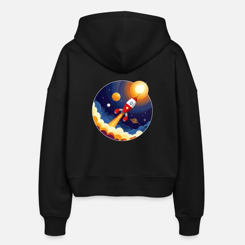Image colorée d’une fusée dans l’espace - Veste à capuche bio Ida Stanley/Stella Femme - noir