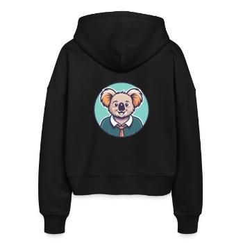 Koala Kawaii Cartoon Figur Tier Haustier Gesicht - Stanley/Stella Boxy Frauen Bio Zip Hoodie Ida - Schwarz - Hinten - AI Model Female 172 light (172cm)