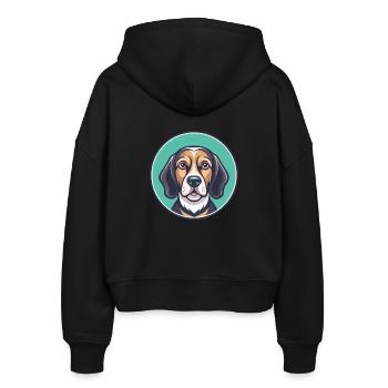 Litauische Laufhund Rasse Karikatur Kawaii Clipart - Stanley/Stella Boxy Frauen Bio Zip Hoodie Ida - Schwarz - Hinten - AI Model Female 172 light (172cm)