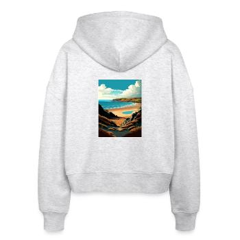 Gower Halbinsel Anob Reise Poster Souvenir WPA - Stanley/Stella Boxy Frauen Bio Zip Hoodie Ida - Weiß meliert - Hinten - AI Model Female 172 dark (172cm)