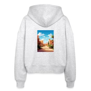 Marrakesch Marokko Reise Poster Souvenir Farbe WPA - Stanley/Stella Boxy Frauen Bio Zip Hoodie Ida - Weiß meliert - Hinten - AI Model Female 172 dark (172cm)
