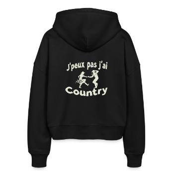 Ich kann nicht, ich habe Land - Stanley/Stella Boxy Frauen Bio Zip Hoodie Ida - Schwarz - Hinten - AI Model Female 172 light (172cm)