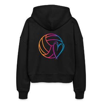 Volleyball Ball - Stanley/Stella Boxy Frauen Bio Zip Hoodie Ida - Schwarz - Hinten - AI Model Female 172 light (172cm)