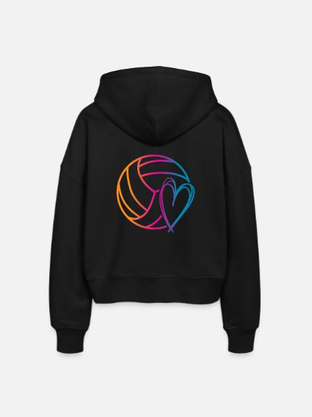 Volleyball Ball - Stanley/Stella Boxy Frauen Bio Zip Hoodie Ida - Schwarz