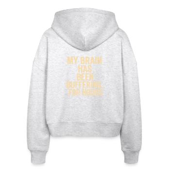 Puffer-Gehirn-Meme - Stanley/Stella Boxy Frauen Bio Zip Hoodie Ida - Weiß meliert - Hinten - AI Model Female 172 dark (172cm)