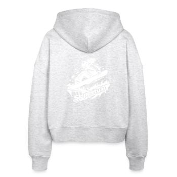 Slopestyle Snowboard Action in den Bergen - Stanley/Stella Boxy Frauen Bio Zip Hoodie Ida - Weiß meliert - Hinten - AI Model Female 172 dark (172cm)