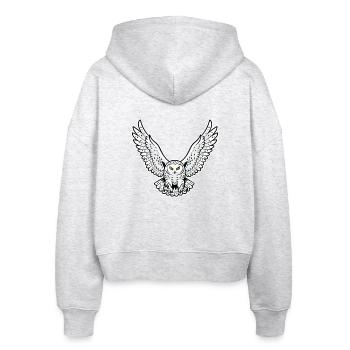 Schneeeule fliegende Angriffseule Haustiereule - Stanley/Stella Boxy Frauen Bio Zip Hoodie Ida - Weiß meliert - Hinten - AI Model Female 172 dark (172cm)