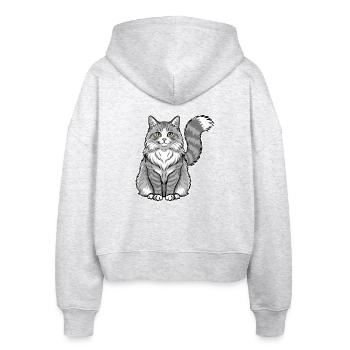 Chat Norvégien Gris Blanc Portrait Majestueux - Veste à capuche bio Ida Stanley/Stella Femme - blanc chiné - Dos - AI Model Female 172 dark (172cm)