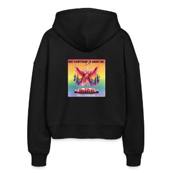Gay Pride Flamingo Rainbow Design - Stanley/Stella Boxy Women’s Organic Zip Hoodie Ida - black - Back - AI Model Female 172 light (172cm)
