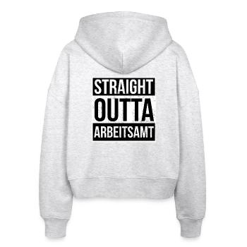 Straight Outta Arbeitsamt! | Beste Stadt - Stanley/Stella Boxy Frauen Bio Zip Hoodie Ida - Weiß meliert - Hinten - AI Model Female 172 dark (172cm)