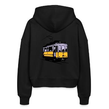 Strassenbahn / Tram - Stanley/Stella Boxy Frauen Bio Zip Hoodie Ida - Schwarz - Hinten - AI Model Female 172 light (172cm)