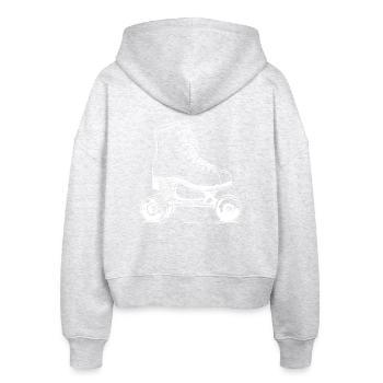 Roller Skates Zeichnung - Stanley/Stella Boxy Frauen Bio Zip Hoodie Ida - Weiß meliert - Hinten - AI Model Female 172 dark (172cm)