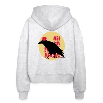 Dr. Crow - Stanley/Stella Boxy Frauen Bio Zip Hoodie Ida - Weiß meliert - Hinten - AI Model Female 172 dark (172cm)