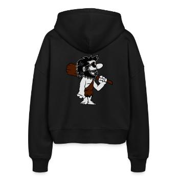 Steinzeitmensch witzig comic sonnenbrille - Stanley/Stella Boxy Frauen Bio Zip Hoodie Ida - Schwarz - Hinten - AI Model Female 172 light (172cm)