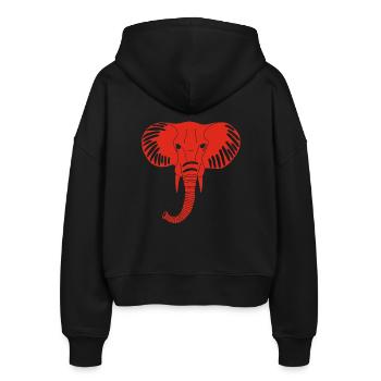 Roter Elefantenkopf - Stanley/Stella Boxy Frauen Bio Zip Hoodie Ida - Schwarz - Hinten - AI Model Female 172 light (172cm)