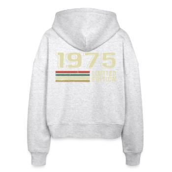 Born In 1975 Birthday 1975 Vintage 1975 - Stanley/Stella Boxy Women’s Organic Zip Hoodie Ida - heather white - Back - AI Model Female 172 dark (172cm)