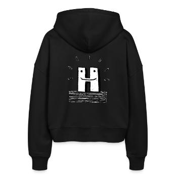 H - Stanley/Stella Boxy Frauen Bio Zip Hoodie Ida - Schwarz - Hinten - AI Model Female 172 light (172cm)