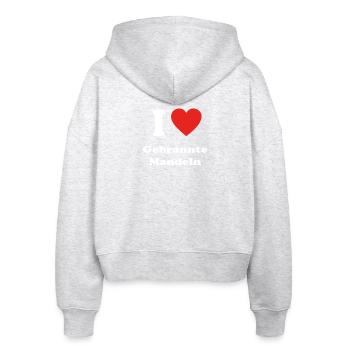 Bayern basst bier bayrisch Gebrannte Mandeln - Stanley/Stella Boxy Frauen Bio Zip Hoodie Ida - Weiß meliert - Hinten - AI Model Female 172 dark (172cm)