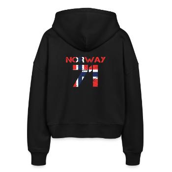 Fussball verein team party em wm NORWAY 71 - Stanley/Stella Boxy Frauen Bio Zip Hoodie Ida - Schwarz - Hinten - AI Model Female 172 light (172cm)