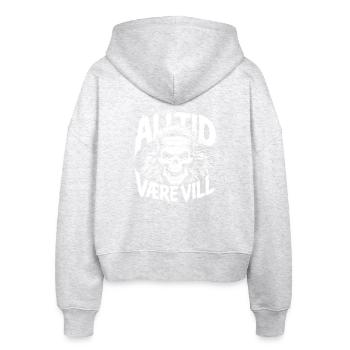 Bleib wild, Schädel - Stanley/Stella Boxy Frauen Bio Zip Hoodie Ida - Weiß meliert - Hinten - AI Model Female 172 dark (172cm)