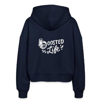 Boosted Life Für Autoschrauber - Stanley/Stella Boxy Frauen Bio Zip Hoodie Ida - Navy - Hinten - AI Model Female 172 light (172cm)