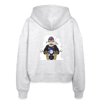 Bonnie SE Racer / Thrux - Stanley/Stella Boxy Frauen Bio Zip Hoodie Ida - Weiß meliert - Hinten - AI Model Female 172 dark (172cm)