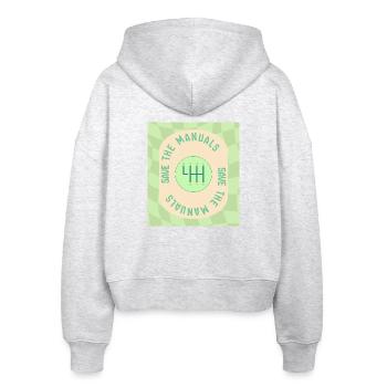 Save The Manuals Design for Petrolheads - green - Stanley/Stella Boxy Women’s Organic Zip Hoodie Ida - heather white - Back - AI Model Female 172 dark (172cm)