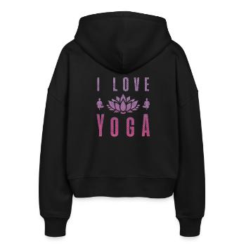 J’aime yoga cadeau Namaste Shanti coeur Joga - Veste à capuche bio Ida Stanley/Stella Femme - noir - Dos - AI Model Female 172 light (172cm)