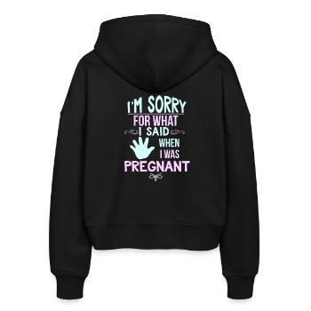 Schwangerschaft gesagt Mama Kind Baby Geschenk - Stanley/Stella Boxy Frauen Bio Zip Hoodie Ida - Schwarz - Hinten - AI Model Female 172 light (172cm)