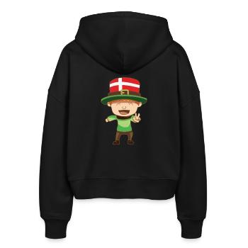 Goblin fable Leprechaun flag Denmark gift - Stanley/Stella Boxy Women’s Organic Zip Hoodie Ida - black - Back - AI Model Female 172 light (172cm)