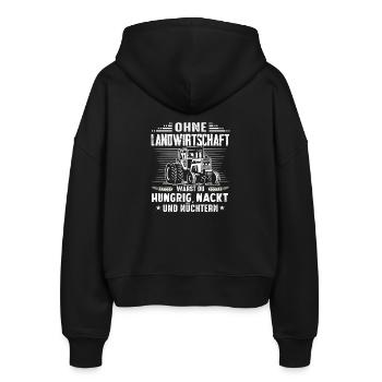 Landwirt Shirt · Landwirtschaft · Ohne Landwirte - Stanley/Stella Boxy Frauen Bio Zip Hoodie Ida - Schwarz - Hinten - AI Model Female 172 light (172cm)