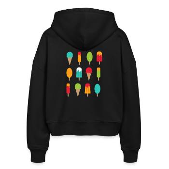 I Scream For Icecream - Stanley/Stella Boxy Frauen Bio Zip Hoodie Ida - Schwarz - Hinten - AI Model Female 172 light (172cm)