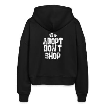 Dog Adopt Dont Shop statement - gift - Stanley/Stella Boxy Frauen Bio Zip Hoodie Ida - Schwarz - Hinten - AI Model Female 172 light (172cm)
